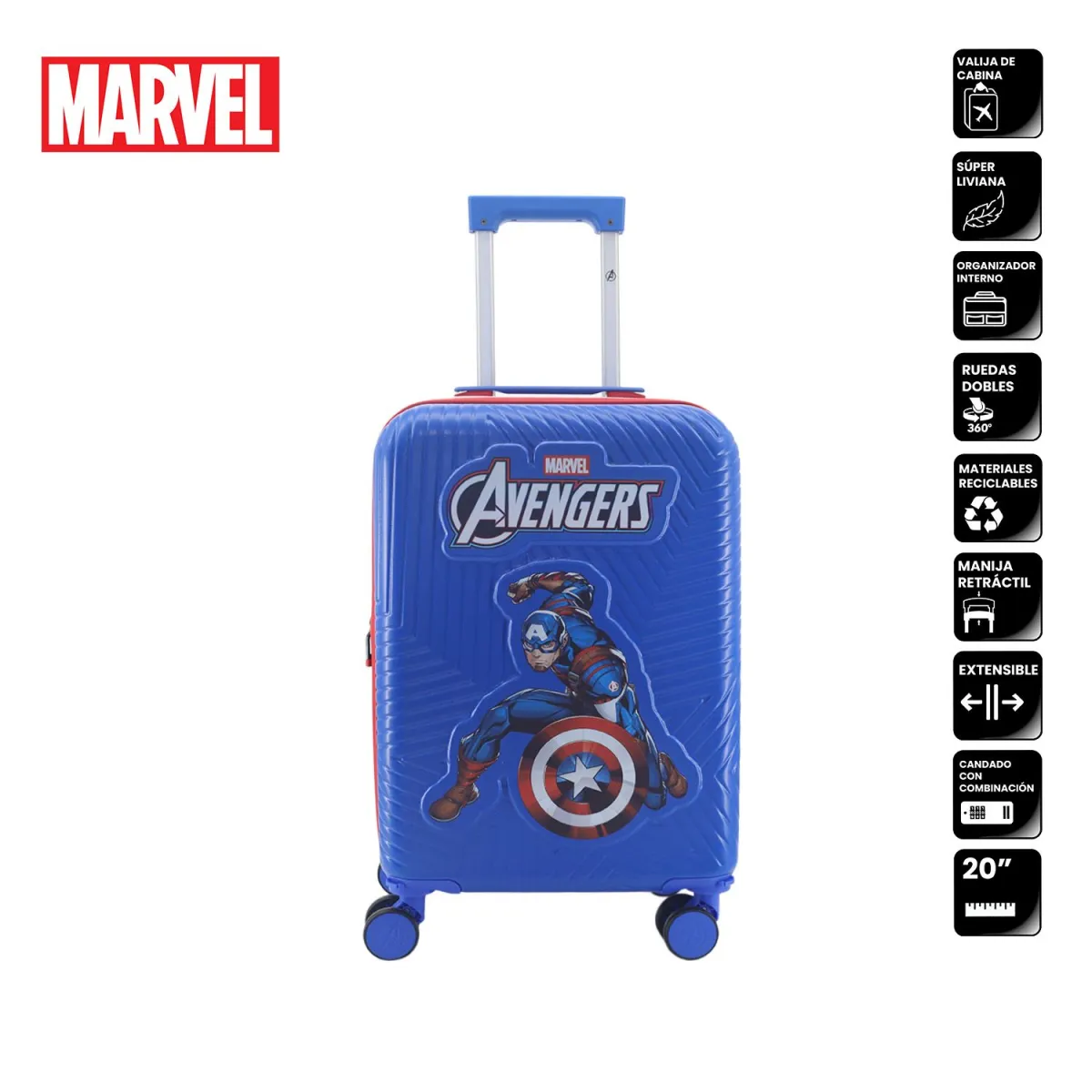 VALIJA CARRY ON 20'' ABS+UV AZUL AVENGERS