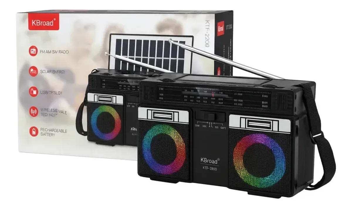 Parlante Radio Portatil Bluetooth Am Fm Solar Usb Recargable