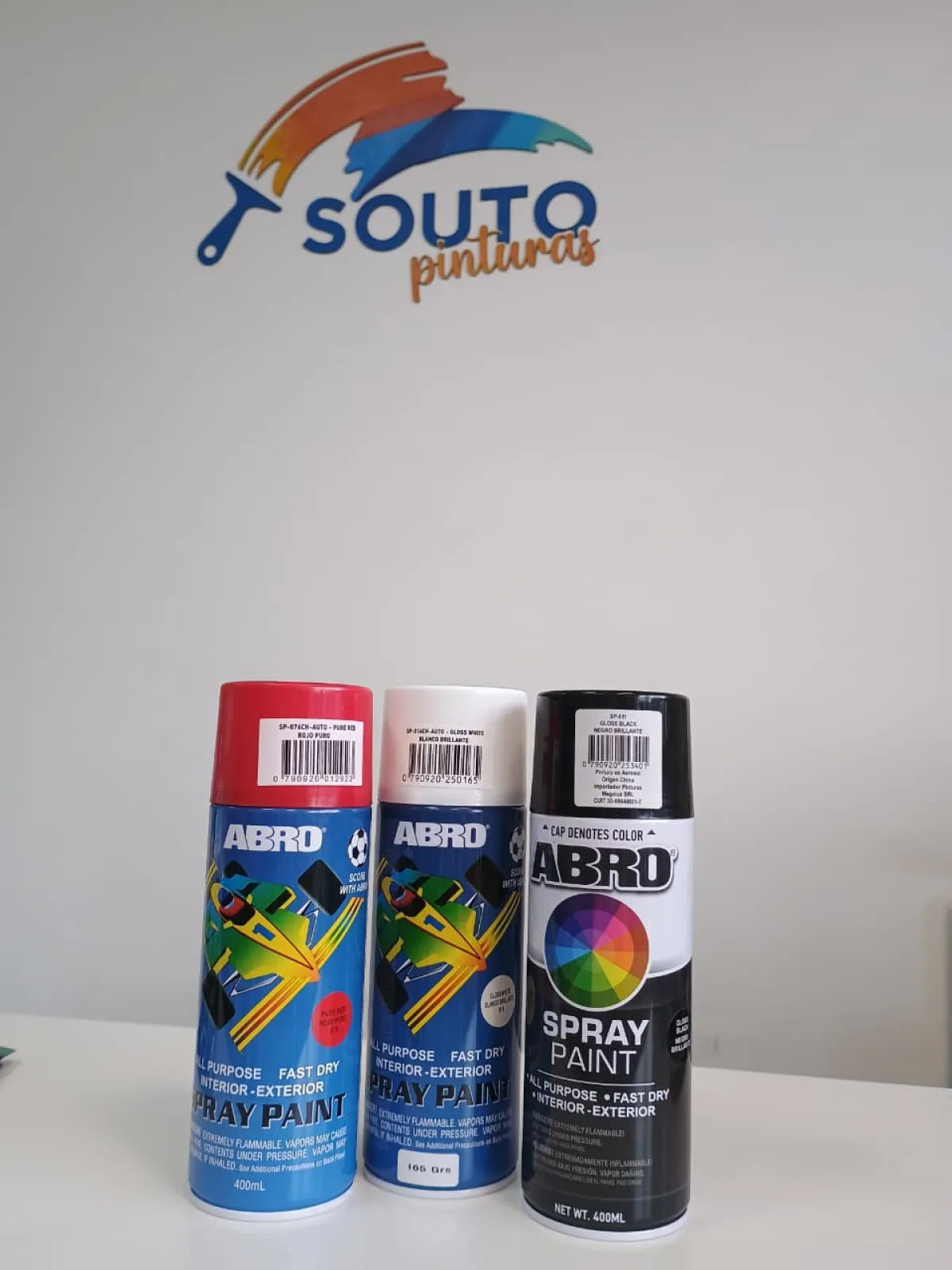 ABRO Aerosol rojo/negro brillante/blanco brillante 400cc
