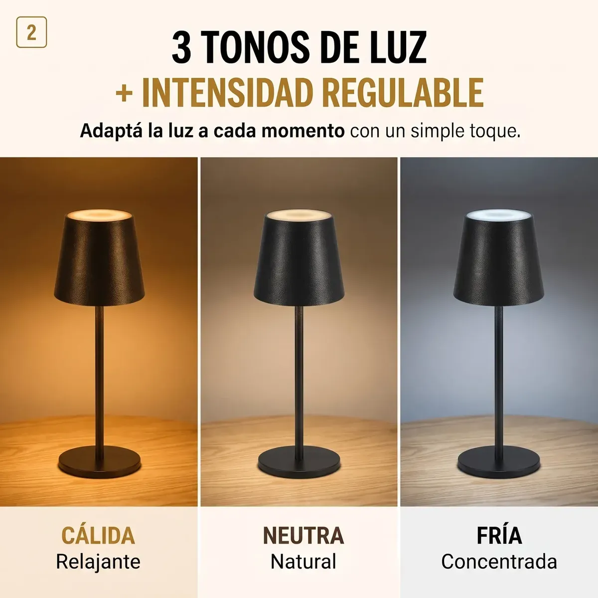 Velador Usb X2 Tactil 3 Tonalidades De Dos Medidas